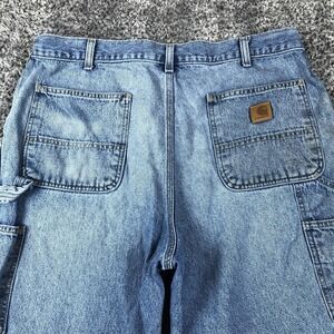 Carhartt Jeans Mens 38x30 Blue Relaxed Fit Straight Leg Workwear B13 DPS Denim